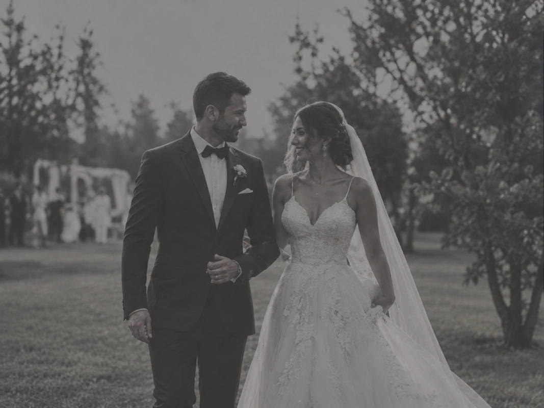 Cinematic Garden Wedding Portrait